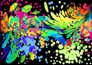 Splash soyut renkli kapak arka plan siyah