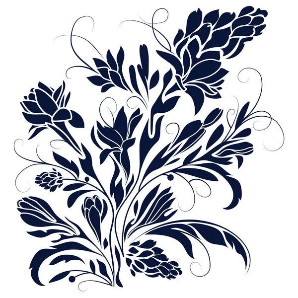 Fleurs silhouette dessin — Image vectorielle