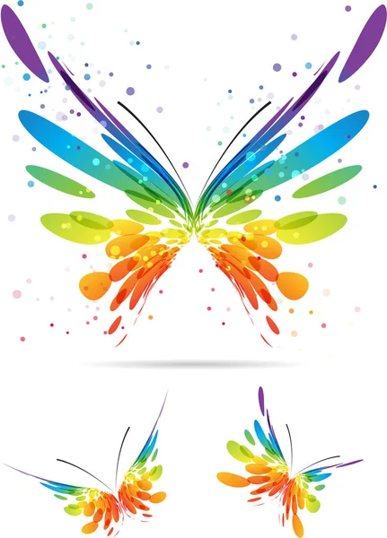 Conjunto de mariposas multicolores — Vector de stock