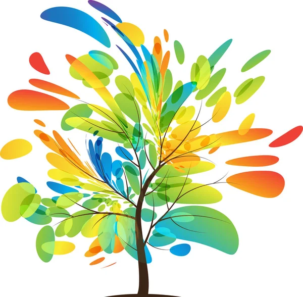 Diseño del árbol con hojas coloridas — Vector de stock