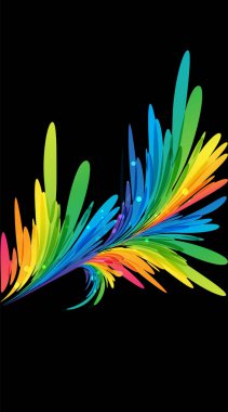 Siyah arka plan üzerine parlak renkli şube