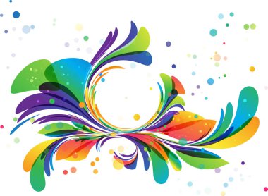 Renkli çiçek süsleme, beyaz karede daire