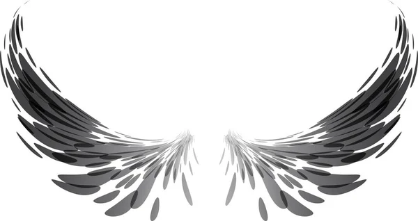 Black wings on white — Stock Vector