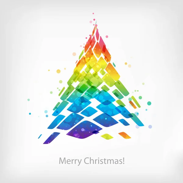 Abstracte multicolor kerstboom geïsoleerd op witte achtergrond, — Stockvector