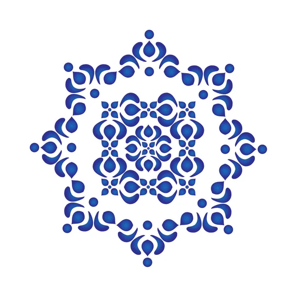 Okrągły niebieski Ornament Arabesque — Wektor stockowy