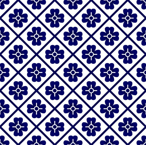 Blauwe bloemenpatroon — Stockvector