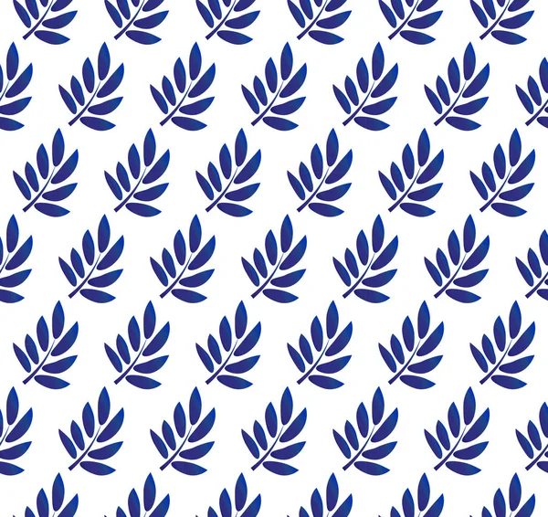 Hojas patrón azul y blanco — Archivo Imágenes Vectoriales