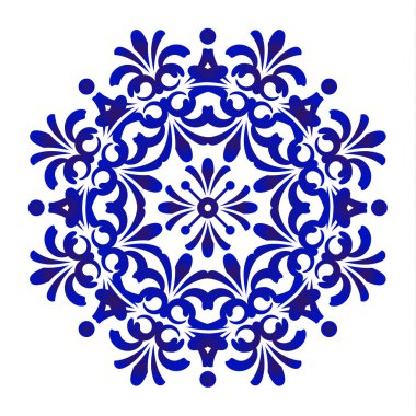 Mavi çiçek mandala desen