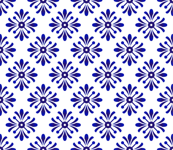 Patrón sin costura floral azul — Vector de stock