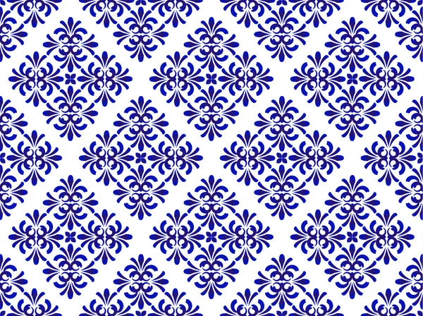 Patrón decorativo floral azul — Vector de stock