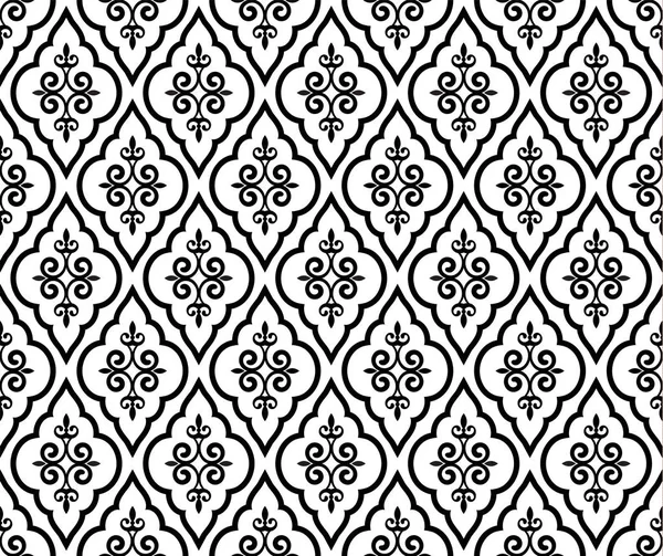Damasco patrón blanco y negro — Vector de stock