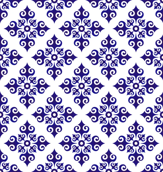 Patrón floral azul y blanco — Vector de stock