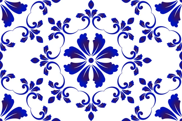 Patrón decorativo azul y blanco — Vector de stock