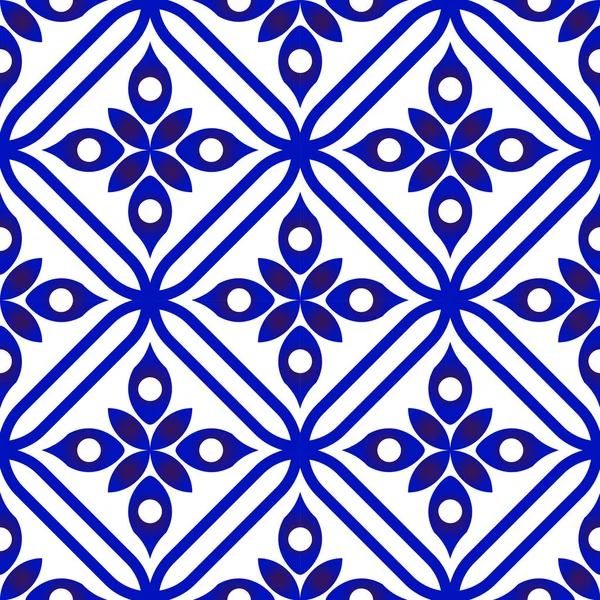 Patrón azul inconsútil floral — Archivo Imágenes Vectoriales