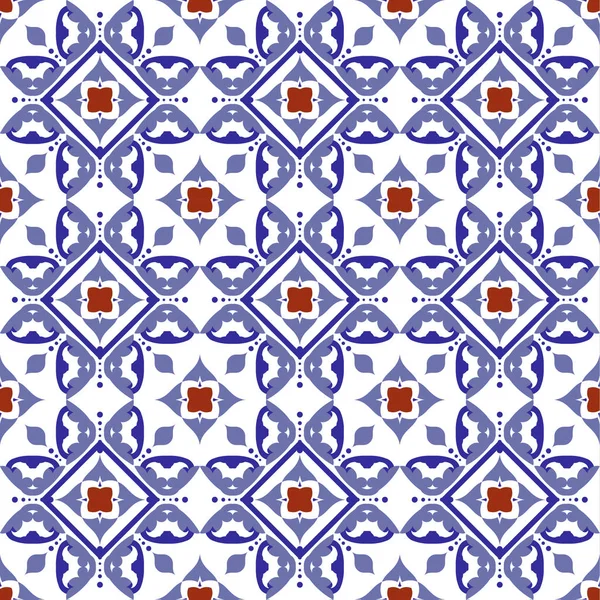 Tile Pattern Ceramic Tiled Design Colorful Patchwork Turkish Style Decorative — Stock Vector