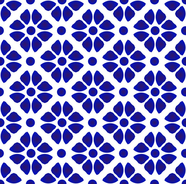 Abstraktes Blumenmuster blau und weiß — Stockvektor