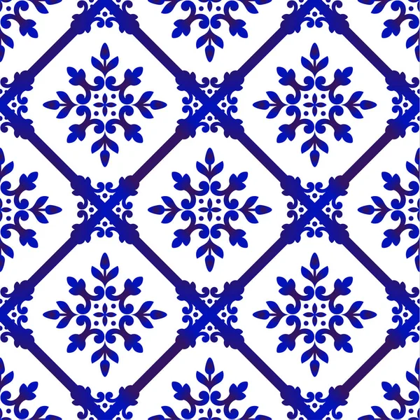 Dekoracyjne kwiatowy niebieski wzór — Wektor stockowy