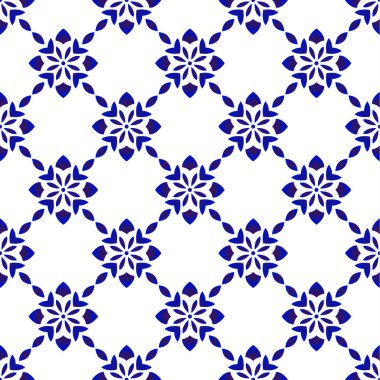 Mavi ve beyaz çiçek seamless modeli