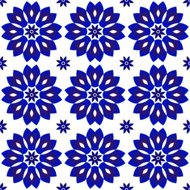 mavi ve beyaz çiçek deseni