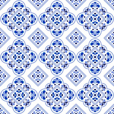 Mavi ve beyaz karo tasarımı