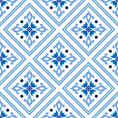 Mavi ve beyaz döşeme deseni