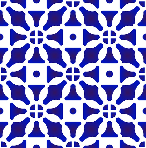 Patrón azulejo azul y blanco — Vector de stock