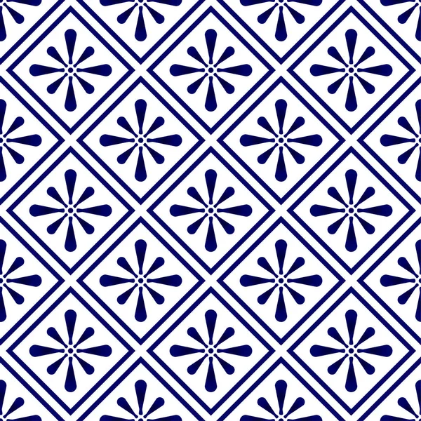 Pola modern biru dan putih - Stok Vektor