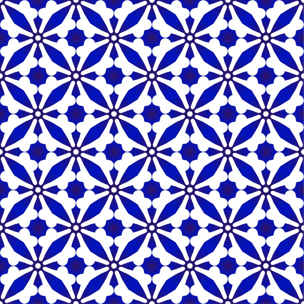 Pola keramik biru dan putih - Stok Vektor