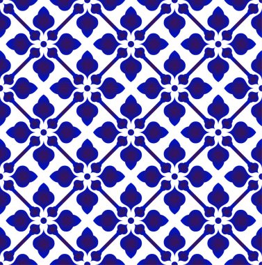 Çiçek desenleri mavi ve beyaz