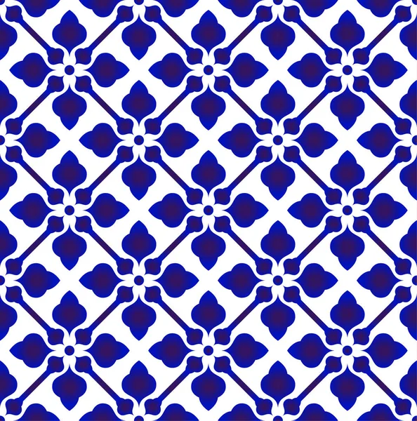 Motif floral bleu et blanc — Image vectorielle