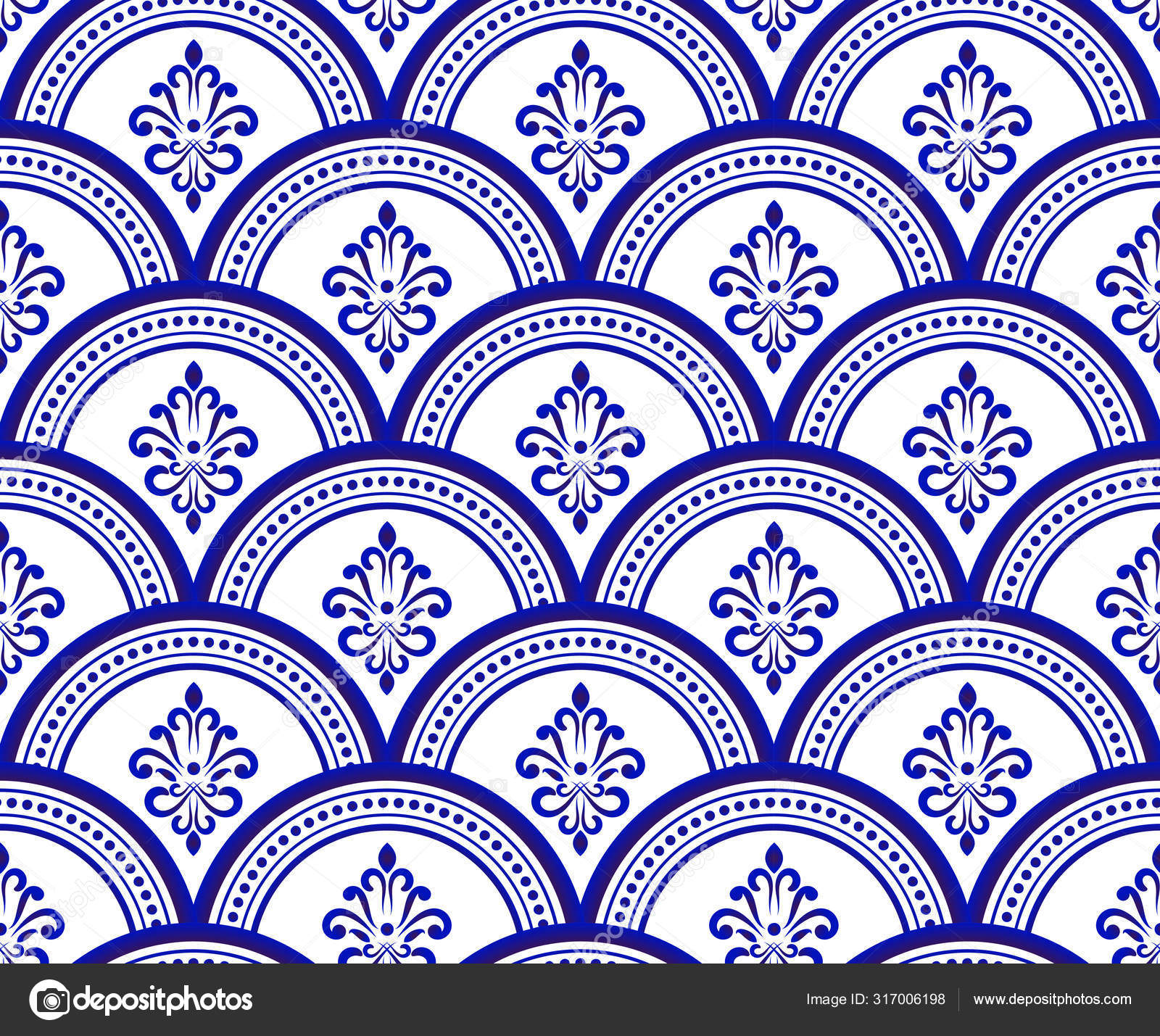 Blue and white damask pattern Stock Vector by ©flowersmile 317006198