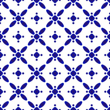 Mavi ve beyaz Çin desenli.