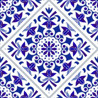 Mavi ve beyaz döşeme deseni