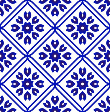 Mavi ve beyaz Seramik döşeme deseni