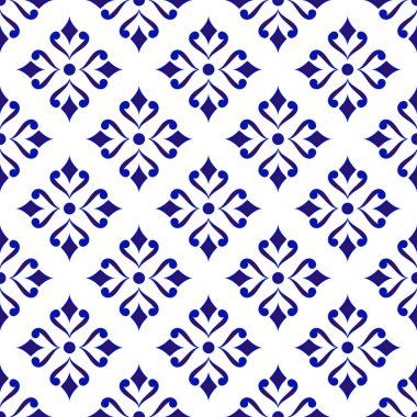 mavi ve beyaz çiçek deseni