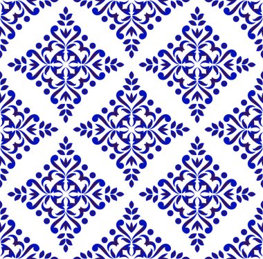 Mavi çiçek dekoratif desenli