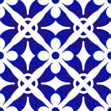 mavi ve beyaz çiçek desenli