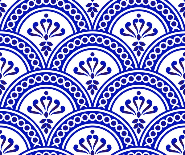 Μπλε και άσπρο Δαμασκός πρότυπο — Διανυσματικό Αρχείο