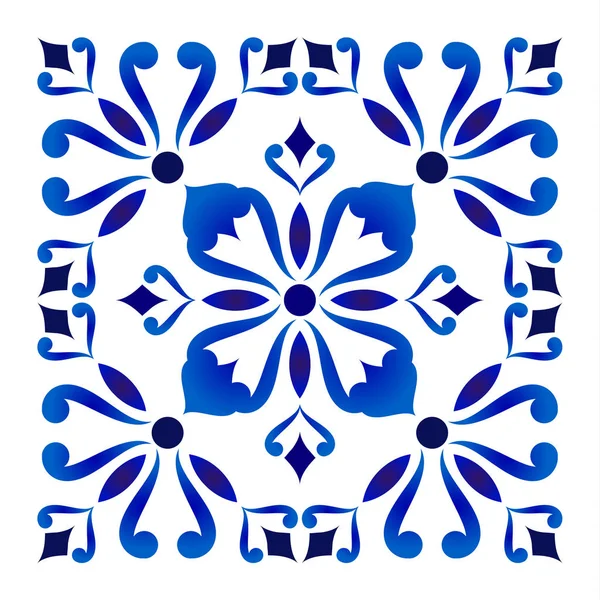 Diseño de marco floral azul y blanco — Vector de stock