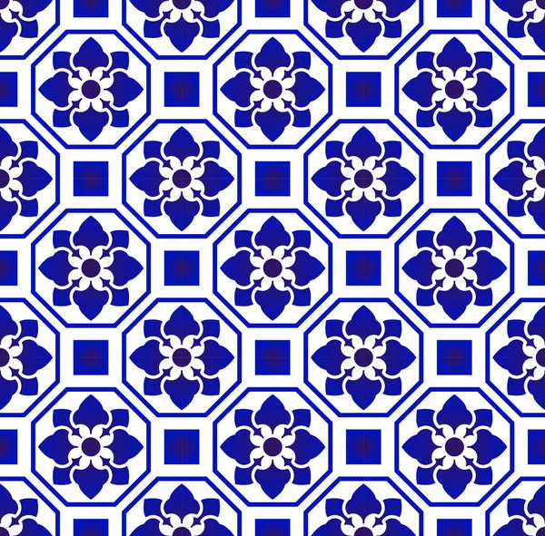 파란색과 흰색 타일 디자인 — 스톡 벡터