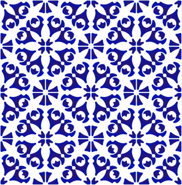 mavi ve beyaz çiçek desenli