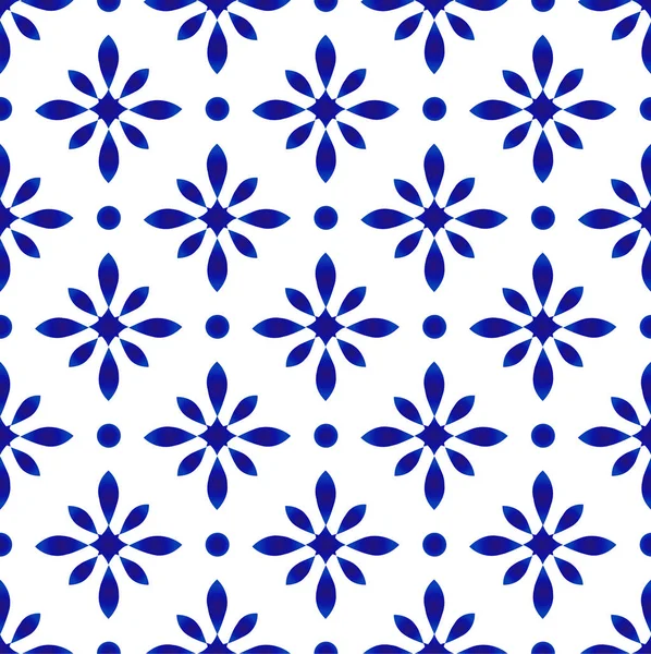 Patrón azul flor — Vector de stock