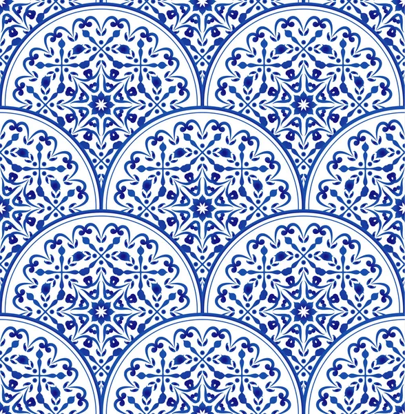 Porcelana patrón azul — Vector de stock