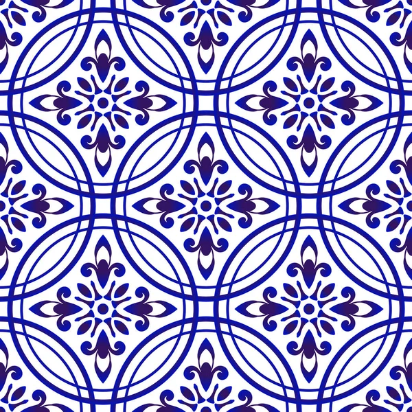 Fundo Floral Azul e Branco — Vetor de Stock