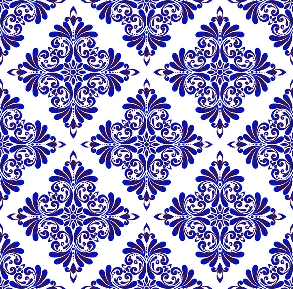 Patrón azul floral decorativo — Vector de stock