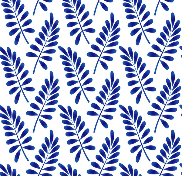 Blå blad mönster — Stock vektor