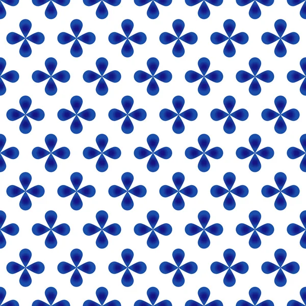 Flor azul y blanco patrón — Vector de stock