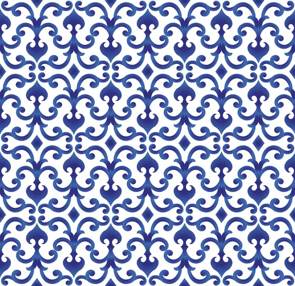 Синій Білий Керамічний Візерунок Японія Китайський Стиль Порцеляновий Дизайн Фону — стоковий вектор