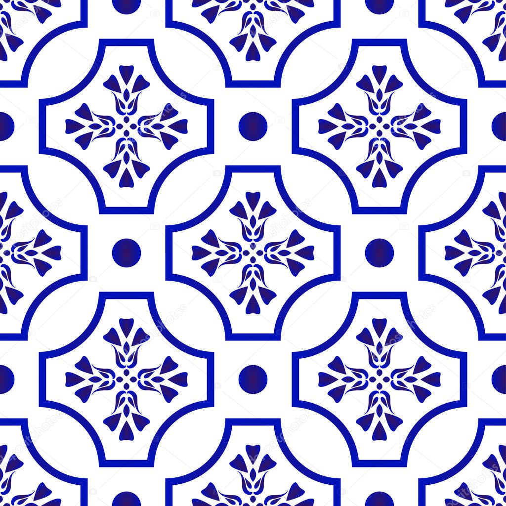 blue and white tile pattern