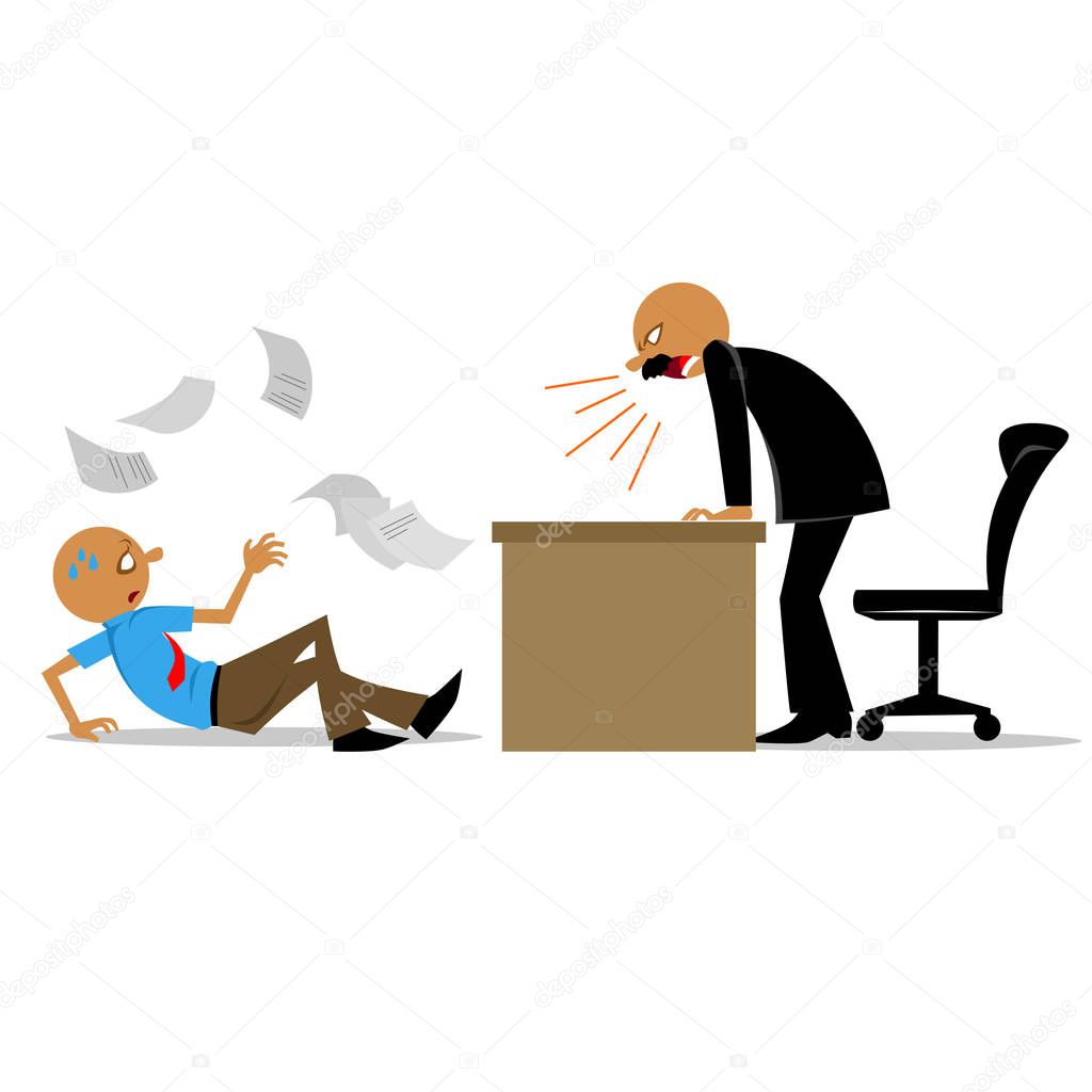 Vector of Employee get Scolded and shocked by Angry Boss